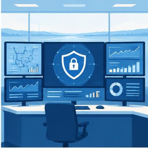 Illustration of a control room panel protected by a shield